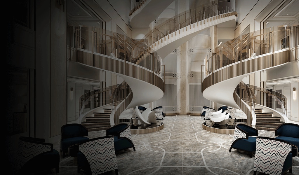 starlight atrium rendering aboard seven seas prestige cruise ship