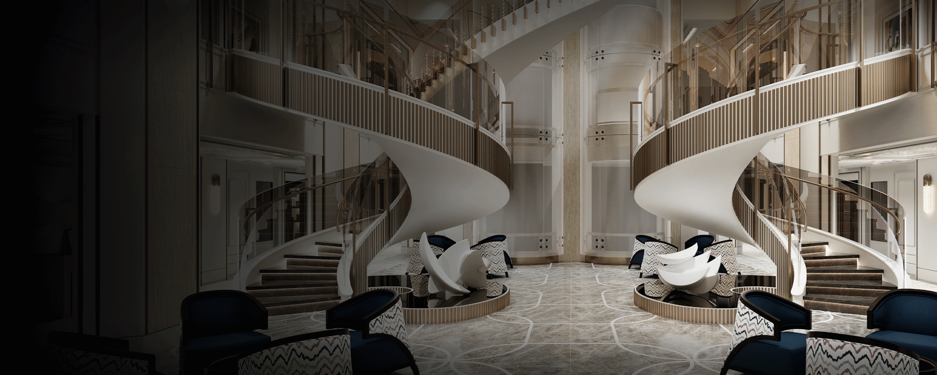 starlight atrium rendering aboard seven seas prestige cruise ship