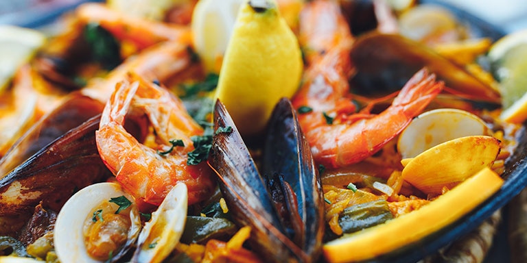 colorful paella dish from barcelona spain